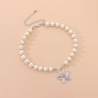 Fashion Butterfly Imitation Pearl Alloy Plating Necklace main image 3