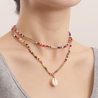 Bohemian Geometric Plastic Resin Shell Beaded Necklace main image 4