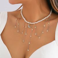 Simple Style Star Moon Metal Pearl Necklace main image 1