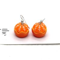 1 Pair Novelty Orange Patchwork Resin Drop Earrings main image 4