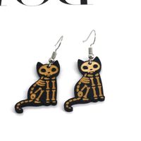 1 Pair Retro Cat Alloy Resin Patchwork Women's Earrings main image 3