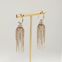 Luxurious Tassel Copper Earrings Inlay Artificial Pearl Rhinestone Copper Earrings sku image 1