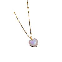 Titanium Steel Copper Fashion Star Chain Diamond Heart Shape Artificial Pearls Necklace main image 5