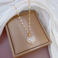 Titanium Steel Copper Fashion Star Chain Diamond Heart Shape Artificial Pearls Necklace main image 2