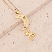 Stainless Steel 18K Gold Plated Fashion Inlay Heart Shape Owl Zircon Pendant Necklace main image 7