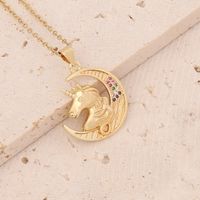 Stainless Steel 18K Gold Plated Fashion Inlay Heart Shape Owl Zircon Pendant Necklace main image 5