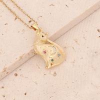 Stainless Steel 18K Gold Plated Fashion Inlay Heart Shape Owl Zircon Pendant Necklace main image 3