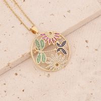 Stainless Steel 18K Gold Plated Fashion Inlay Heart Shape Owl Zircon Pendant Necklace main image 9