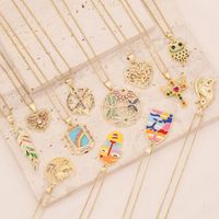 Stainless Steel 18K Gold Plated Fashion Inlay Heart Shape Owl Zircon Pendant Necklace main image 2