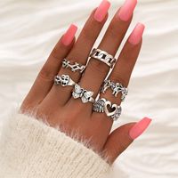 Fashion Heart Shape Butterfly Alloy Rings 6 Pieces main image 2