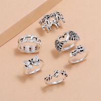 Fashion Heart Shape Butterfly Alloy Rings 6 Pieces main image 1