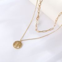 Elegant Tree Copper Pendant Necklace Gold Plated Hollow Out Zircon Copper Necklaces main image 3