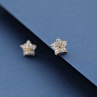Shiny Snowflake Copper Ear Studs Inlay Zircon Copper Earrings sku image 1