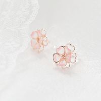 Sweet Flower Copper Earrings Inlay Zircon Copper Earrings sku image 1
