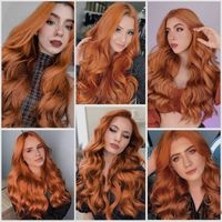 Women's Fashion Orange Casual High Temperature Wire Centre Parting Long Curly Hair Wigs main image 10