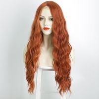 Women's Fashion Orange Casual High Temperature Wire Centre Parting Long Curly Hair Wigs main image 4
