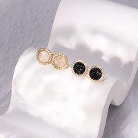 Fashion Round Copper Ear Studs Plating Crystal Zircon Copper Earrings 1 Pair main image 1