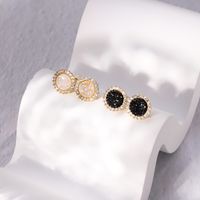 Fashion Round Copper Ear Studs Plating Crystal Zircon Copper Earrings 1 Pair main image 8