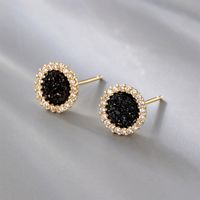 Fashion Round Copper Ear Studs Plating Crystal Zircon Copper Earrings 1 Pair main image 3