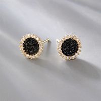 Fashion Round Copper Ear Studs Plating Crystal Zircon Copper Earrings 1 Pair main image 4