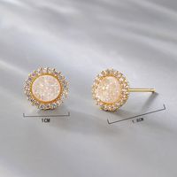 Fashion Round Copper Ear Studs Plating Crystal Zircon Copper Earrings 1 Pair main image 5