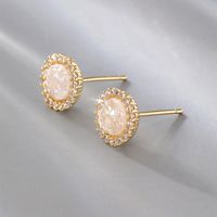Fashion Round Copper Ear Studs Plating Crystal Zircon Copper Earrings 1 Pair main image 6