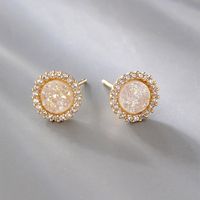 Fashion Round Copper Ear Studs Plating Crystal Zircon Copper Earrings 1 Pair main image 7
