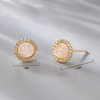 Fashion Round Copper Ear Studs Plating Crystal Zircon Copper Earrings 1 Pair sku image 1
