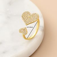 Fashion Heart Shape Copper Open Ring Plating Zircon Copper Rings 1 Piece main image 4