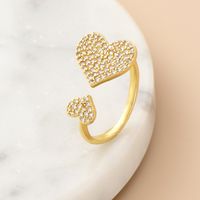 Fashion Heart Shape Copper Open Ring Plating Zircon Copper Rings 1 Piece main image 5