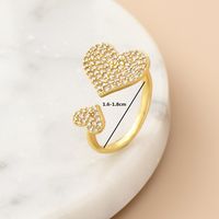 Fashion Heart Shape Copper Open Ring Plating Zircon Copper Rings 1 Piece sku image 1