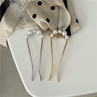 Simple Style Geometric Alloy Artificial Pearls Hairpin main image 3