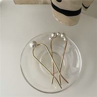 Simple Style Geometric Alloy Artificial Pearls Hairpin main image 2