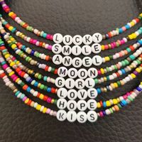 Sweet Letter Colorful Beaded Necklace sku image 1