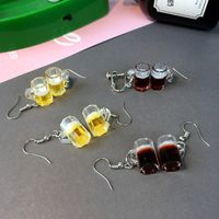 Novelty Wine Glass Plastic Resin Plating Earrings main image 6
