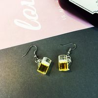 Novelty Wine Glass Plastic Resin Plating Earrings sku image 1