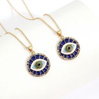 Vintage Style Round Devil's Eye Copper Necklace Inlaid Zircon Copper Necklaces main image 5