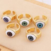 Retro Devil's Eye Copper Open Ring Plating Resin Copper Rings main image 5