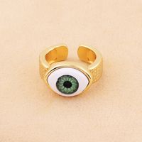 Retro Devil's Eye Copper Open Ring Plating Resin Copper Rings sku image 2