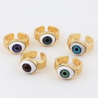 Retro Devil's Eye Copper Open Ring Plating Resin Copper Rings main image 3