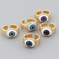 Retro Devil's Eye Copper Open Ring Plating Resin Copper Rings main image 2