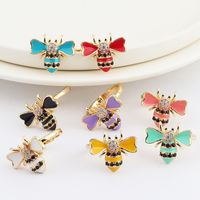 Cute Bee Copper Open Ring Inlay Zircon Copper Rings main image 4