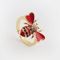 Cute Bee Copper Open Ring Inlay Zircon Copper Rings sku image 3
