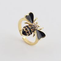 Cute Bee Copper Open Ring Inlay Zircon Copper Rings sku image 7