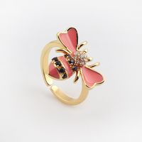 Cute Bee Copper Open Ring Inlay Zircon Copper Rings sku image 8