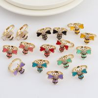 Cute Bee Copper Open Ring Inlay Zircon Copper Rings main image 2