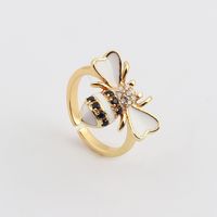 Cute Bee Copper Open Ring Inlay Zircon Copper Rings sku image 1