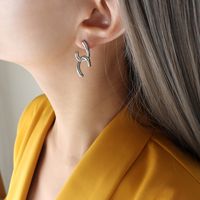 Korean Stitching Titanium Steel Earrings sku image 1