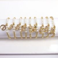 Niedlicher Bär Kupfer Armbänder Eingelegte Zirkon Künstliche Perlen Kupfer Armbänder 1 Stück main image 1