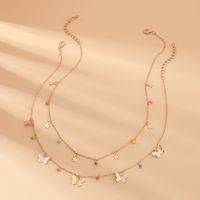 Sweet Star Butterfly Beaded Alloy Layered Plating Alloy Choker 1 Piece main image 1